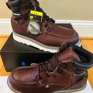 Sureway Men's Leather Boots Sz10 Waterproof Slip Resistant Oil Resistant Brown